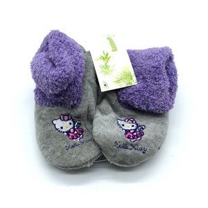 Hello Kitty BambooMN Toddler Girls Slipper Socks Soft Sole Purple Gray US Size 5